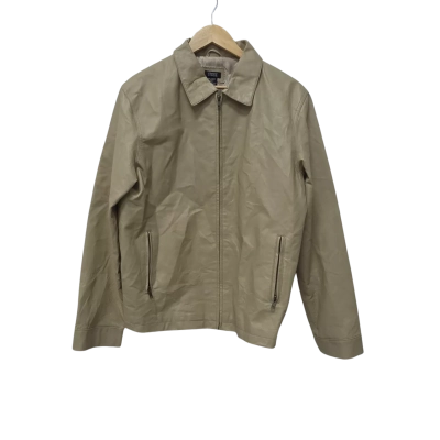  Stone Mens  Size L Front Zipper / Leather Jacket Beige 