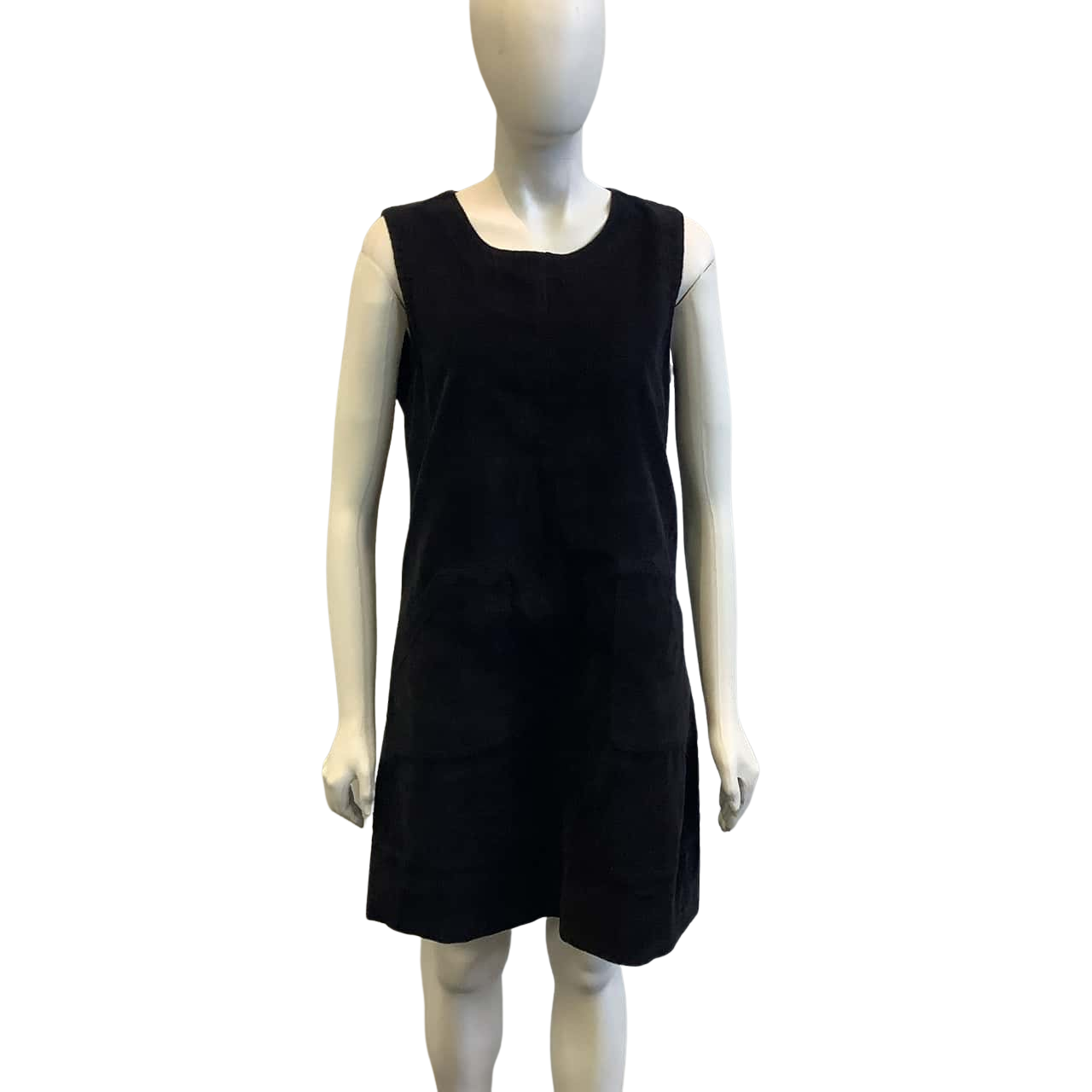 Laura Ashley Women's Size 14 Sleeveless Midi Dress Black Corduroy (s)