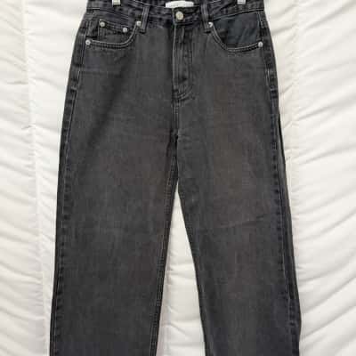 Assembly Label Womens Faded Black Wide Leg Distressed Jeans - Size 10
