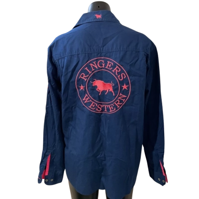  Ringers western Size 14 Long Sleeve Top Blue / Pink  