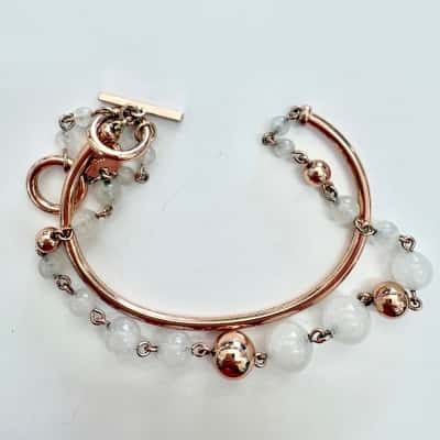 Mimco Rose Gold Tone Bracelet With Clear Spacer Beads