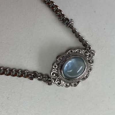 Delicate Chain Oval Cabochon Light Blue Gemstone Bracelet