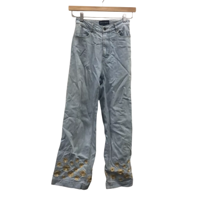 Princess Highway Womens  Size 6 Embroidered Wide Leg Jeans Blue 