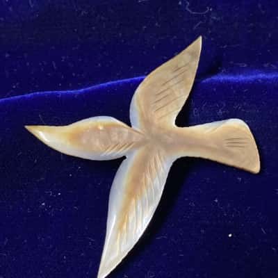 Carved Mother of Pearl Bird Brooch