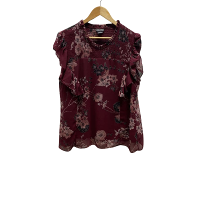 City Chic Womens  Size S Maroon Floral Top