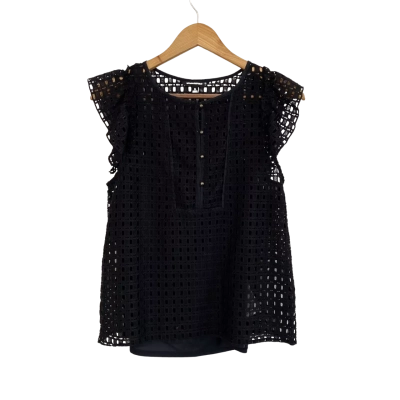 Banana Republic Womens  Size S Button Down Top / Short Sleeve Top Black  