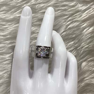 Mens Silver Tone Statement Ring 