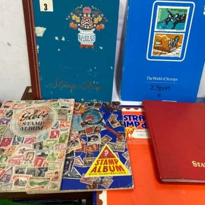 Vintage Stamp Collection with extra books and envelopes of stamps 