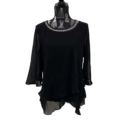 Liz Jordan Womens  Size 14 3/4 Sleeve Top Black  BNWT