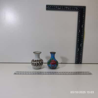 2x Mini Vases Metallic Porcelain Hand Painted 
