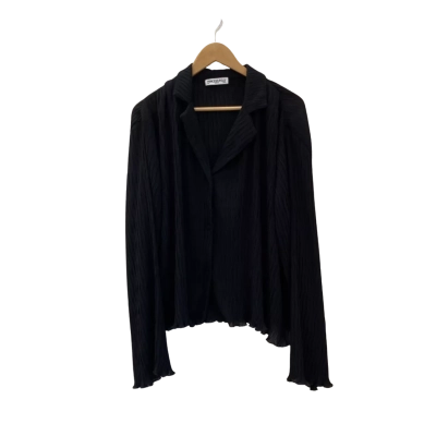 Princess Polly Womens  Size 8 Long Sleeve Shirt Black Sheer