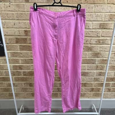 H&M Womens pink linen blend pants Size L 