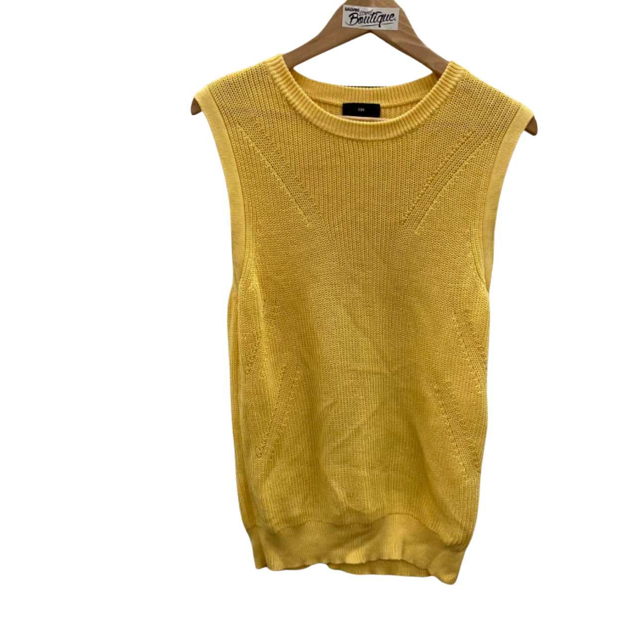 Cue Womens Size L Sleeveless Yellow Knit Top(s)