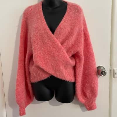 Seed Heritage Womens  Size M Crossover Wool Blend Jumper Coral / Orange 