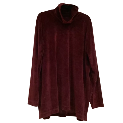 MY SIZE.  Vintage Velvet Polo Neck Top.  Red Wine.  Size M 
