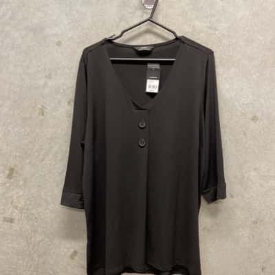 Sara Womens  Size 20 3/4 Sleeve Top Black  