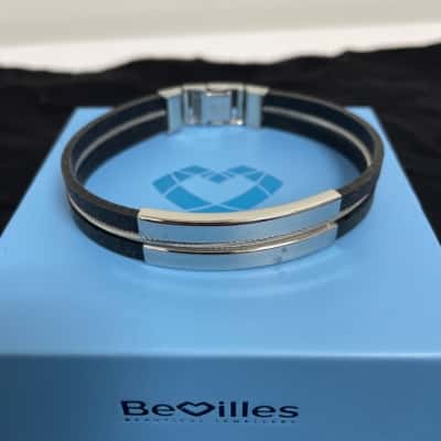 Bevilles Mens black/ silver bangle 