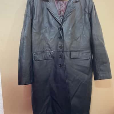 Freemans Womens Size 14 Leather Coat Black  