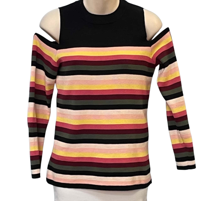 French Connection Womens  Size XS Long Sleeve Top Black  / Multicoloured 