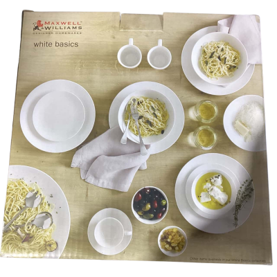 Maxwell Williams White Basics Fitzrovia 16 Piece Coupe Dinner Set For 4 People.