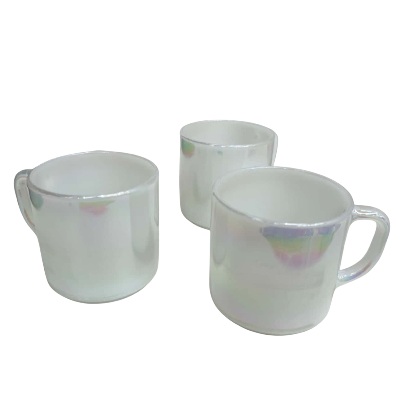 Vintage F Glass Lot Of 3 Moonglow Iridescent Glass Coffee Mugs D Handle