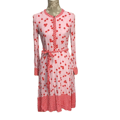 Boden Womens  Size 8P Long Sleeve Pink & Red Contrast Dress 