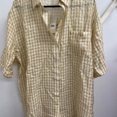 BRAND NEW WITH TAGS RRP $120 Nude Lucy Womens  Size M 3/4 Sleeve Shirt Cream/Gold 