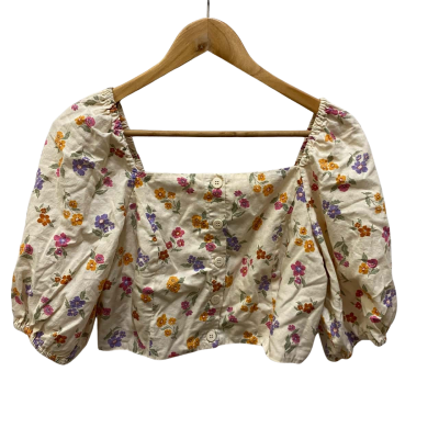 Princess Highway Womens  Size 14 Cropped Top Cream / Floral 