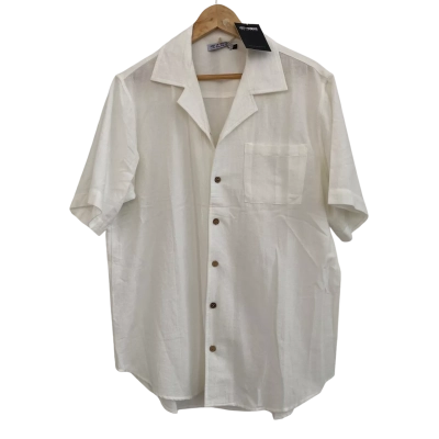 Lost in Nowhere Mens  Size L Handmade Short Sleeve Shirt White 