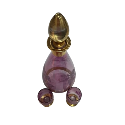 Vintage Glass Decanter with two glasses