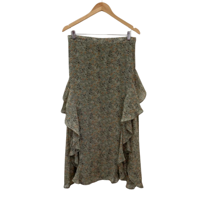 Minkpink Womens  Size L Maxi Skirt Floral / Green 