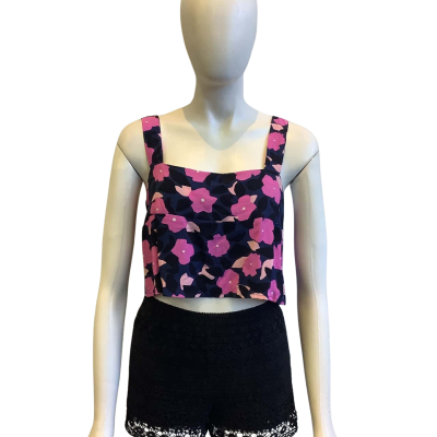 BNWT Mister Zimi Women's Size 10 Cropped Singlet Dark Floral 