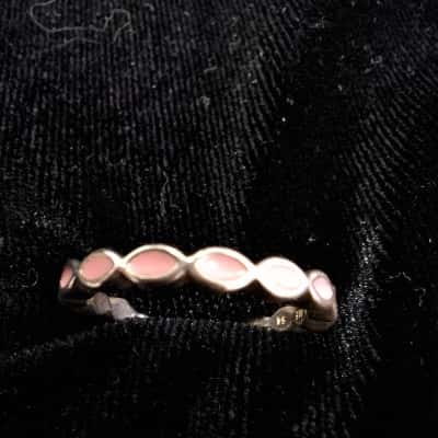 Pandora Womens Ring Pink Enamel  /  925 Silver 