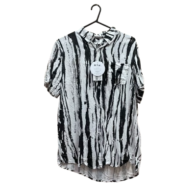 NTH Mens  Size M Short Sleeve Shirt Black  / White 