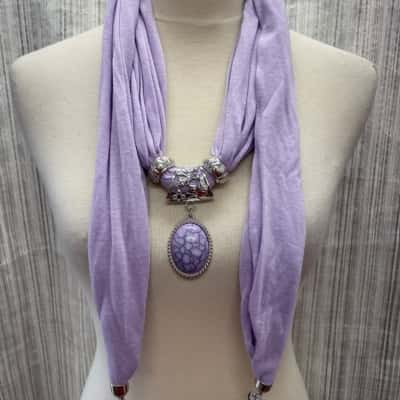  Womens One Size Scarf Purple/Silver with love heart embellishments 