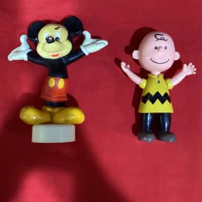 Charlie Brown and Mickey Mouse figures OLD