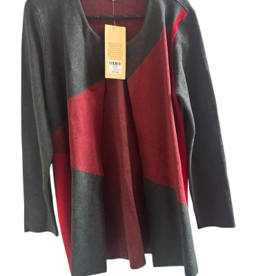 Liz Jordan Womens  Size 10 Cardigan Grey / Red 