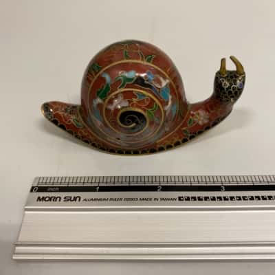 Vintage Brass Cloisonné Snail