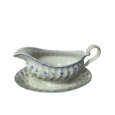Johnson Brothers "Melody" Floral Pattern Gravy Boat and Under Dish