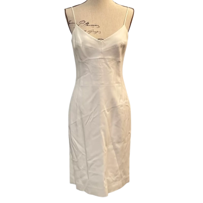 Saba Womens Size 10 Bodycon/Midi/Shoestring Strap Dress Cream