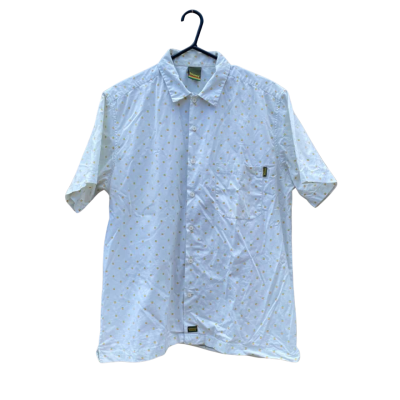Mens Stussy Size L Short Sleeve Shirt White/Pattern / Red / Green / Yellow 