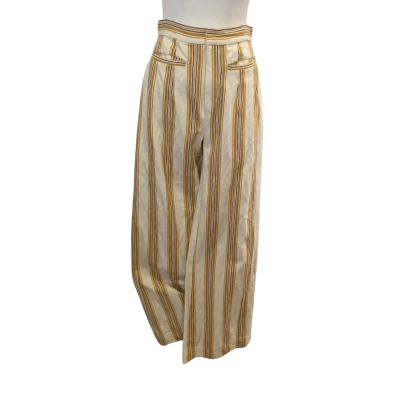 Bec & Bridge Women's  Size 6 / S Casual Pants / Wide Leg Pants Cream / Pinstriped 