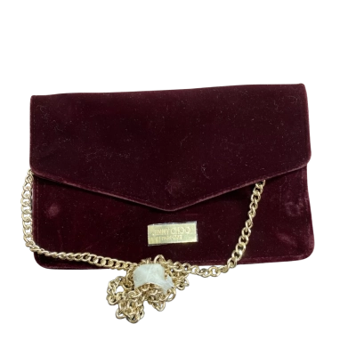 Jimmy Choo Burgundy Velvet Clutch Bag