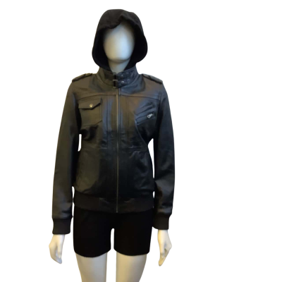Brand New Real Leather Womens  Size L Edinburgh Leather Blend Hood Jacket 