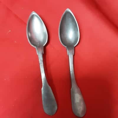 Set of 2 hand made rustic style  metal collectable spoons 
