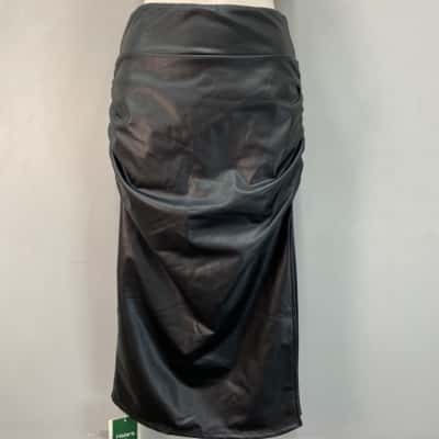 Halara Womens  Size S Midi “_Leather Look” Skirt Black  