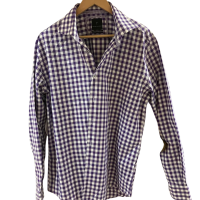 Peter Jackson Mens  Size 44 purple white check Egyptian cotton