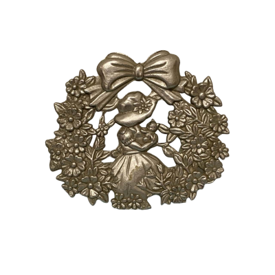  Unisex Flower Girl Belt Buckle Silver Metal