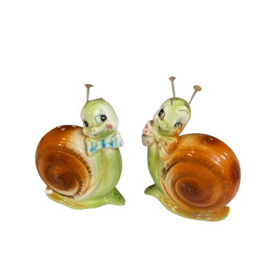 Vintage Enesco’Snappy The Snail’ Salt and Pepper Shaker Set