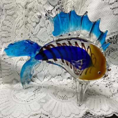 Large Murano Handcrafted Glass Blown Fish Sculpture